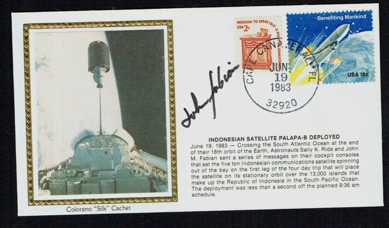 John Fabian signed autograph Postal Cover NASA Astronaut on STS-7 & STS-51-G