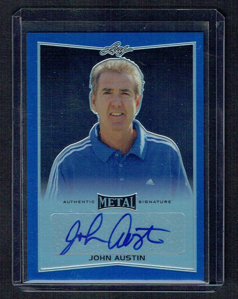 John Austin BA-JAI signed autograph 2016 Leaf Metal Tennis Card Blue 35/50