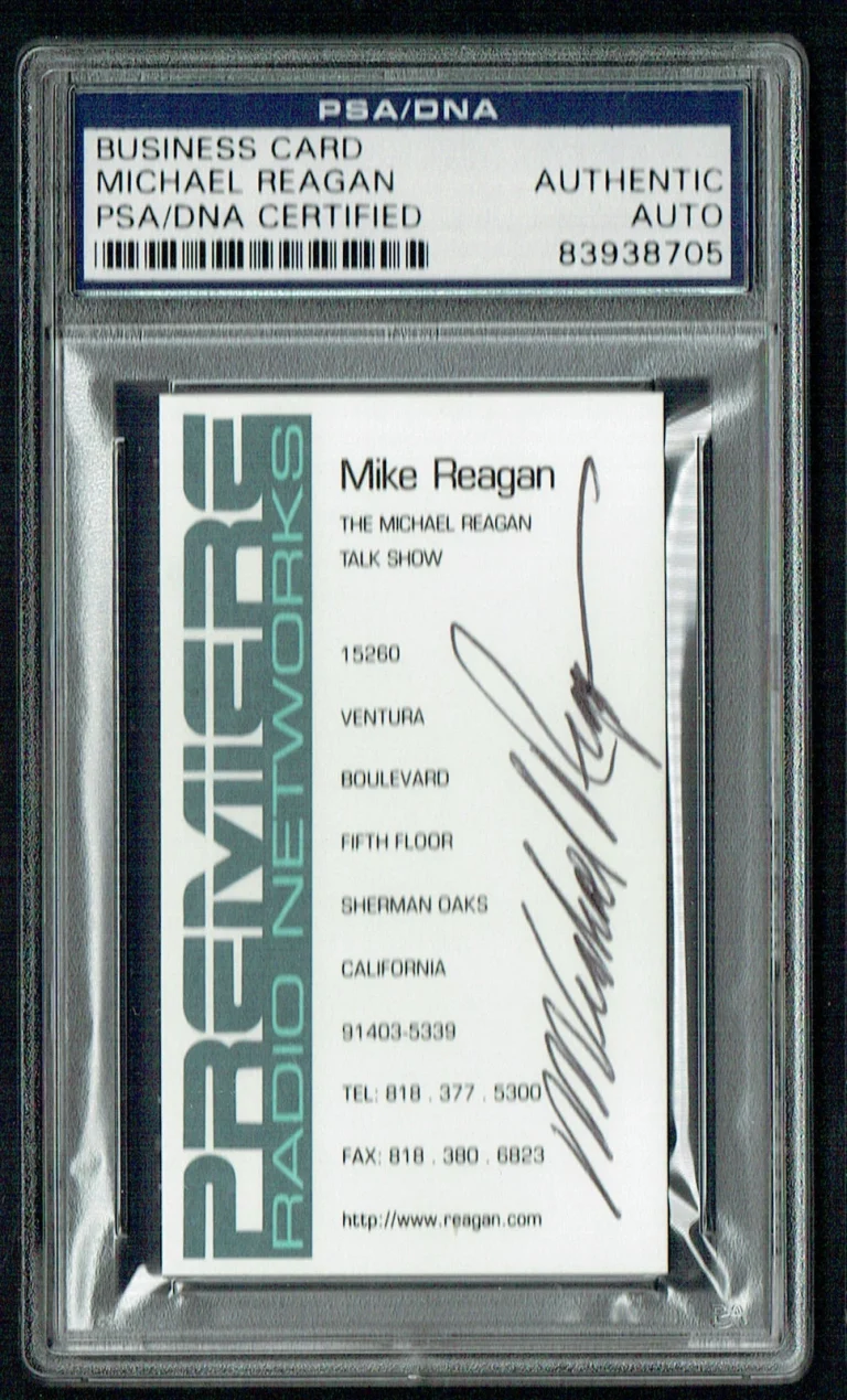 Mike Reagan signed autograph Business Card Premiere Radio Networks PSA Slabbed