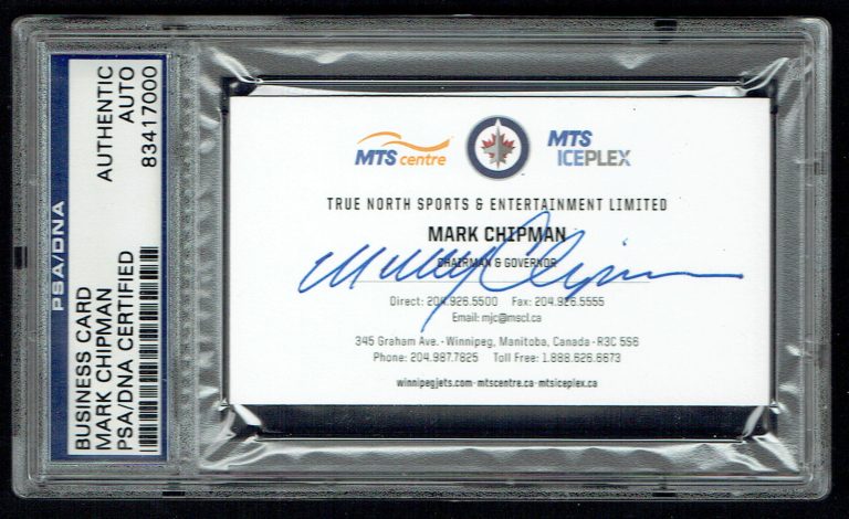 Mark Chipman signed autograph Winnipeg Jets Governor Business Card PSA Slabbed