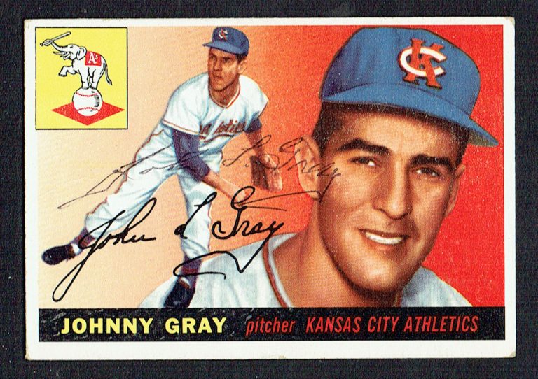 Johnny Gray #101 signed autograph auto 1955 Topps Baseball Trading Card
