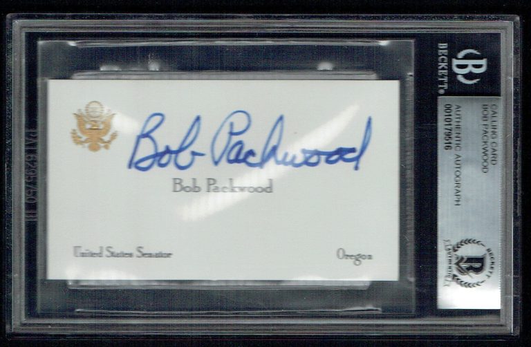 Bob Packwood signed autograph auto Calling Card USA Senator Oregon BAS Slabbed
