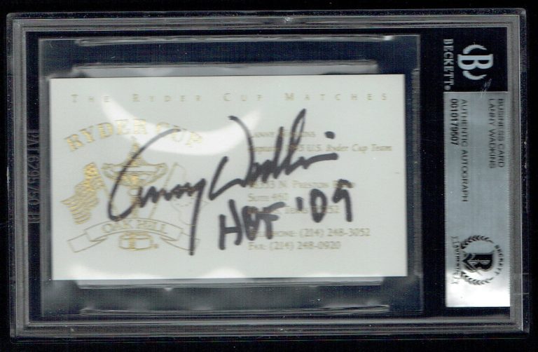 Lanny Wadkins signed autograph auto Business Card1995 Ryder Cup Captain BAS Slab