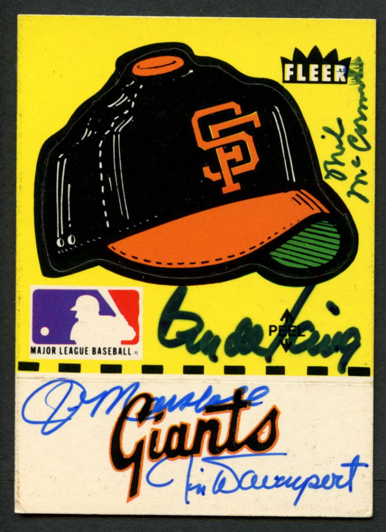Mike McCormick, Clyde King, Jim Davenport & Marshall signed Fleer Giants Sticker