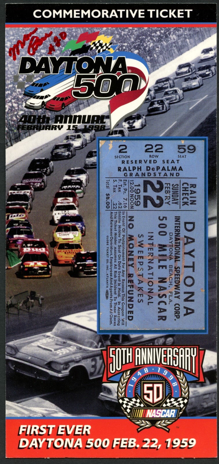 Marvin Panch (d. 2015) signed autograph auto First DAYTONA Commemorative Ticket