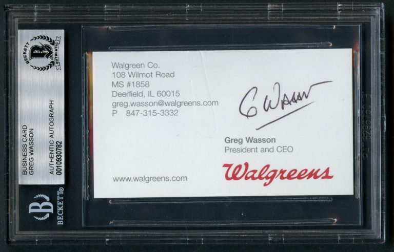 Greg Wasson signed autograph auto Walgreens CEO Business Card BAS Slabbed