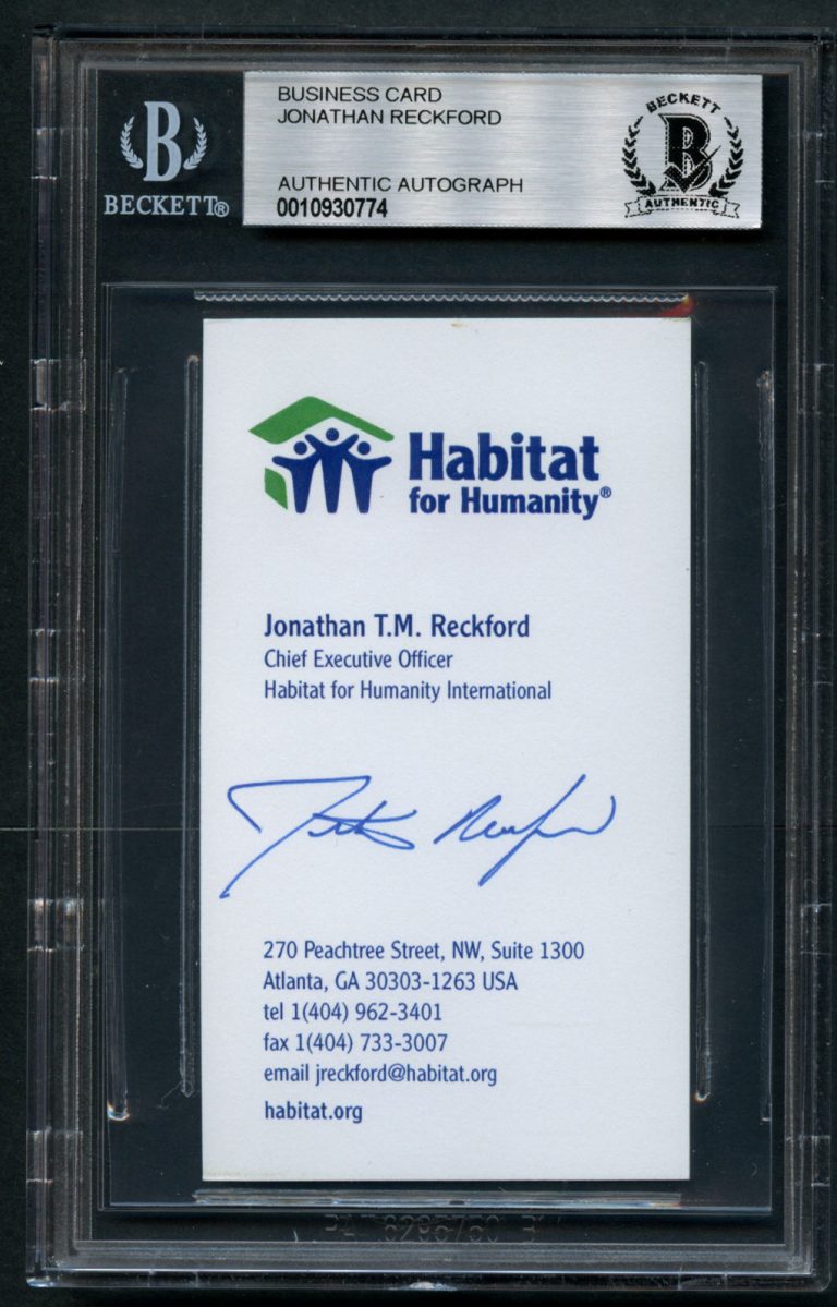 Jonathan Reckford signed autograph Habitat For Humanity CEO Business Card BAS