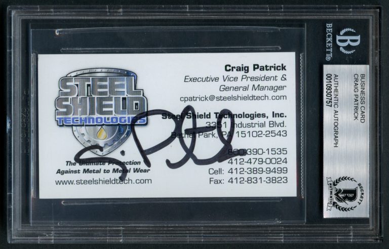 Craig Patrick signed autograph auto Steel Shield Tech Business Card BAS Slabbed
