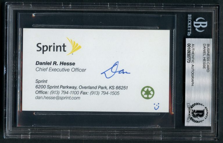 Daniel R. Hesse signed autograph auto Sprint CEO Business Card BAS Slabbed