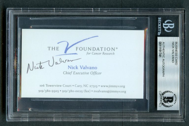 Nick Valvano signed autograph auto V Foundation Business Card BAS slabbed