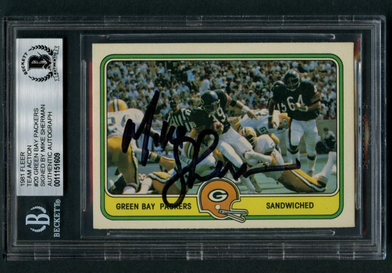 Mike Sherman #20 signed autograph auto 1981 Fleer Football Card BAS Slabbed