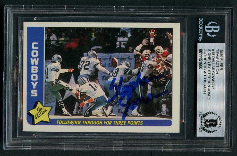 Stephen Jones #18 signed autograph auto 1985 Fleer Football Card BAS Slabbed