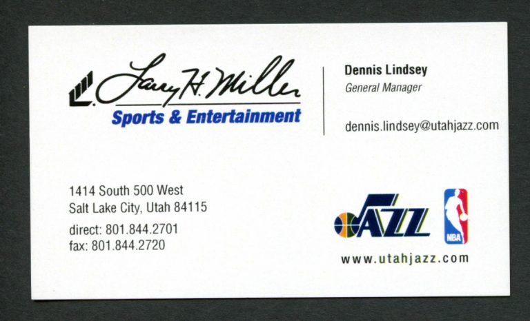 Dennis Lindsey signed autograph Utah Jazz General Manager Business Card BC085