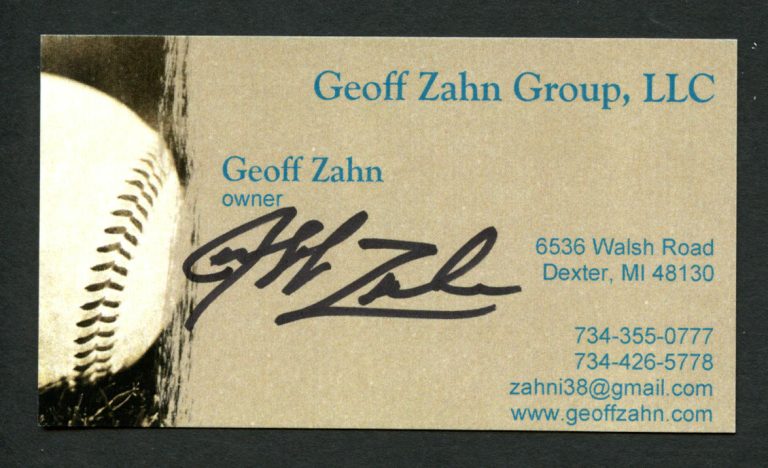 Geoff Zahn signed autograph Geoff Zahn Group LLC President Business Card BC292