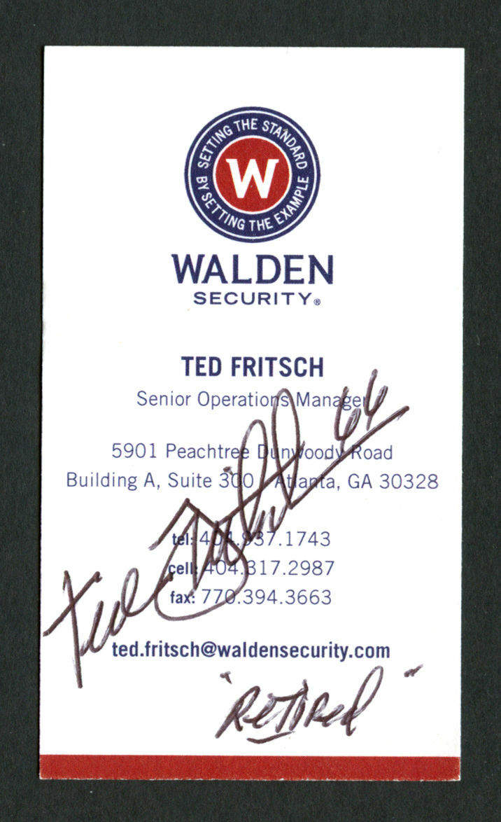 Ted Fritsch signed autograph auto Walden Security Manager Business Card BC203