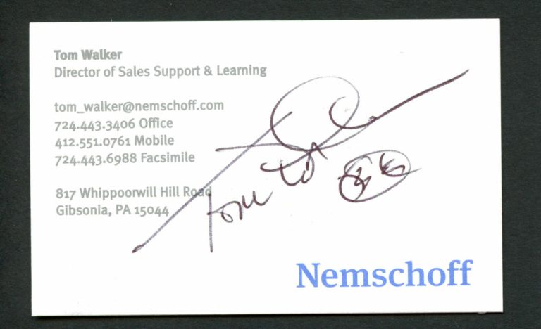 Tom Walker signed autograph Nemschoff Director of Sales Business Card BC290