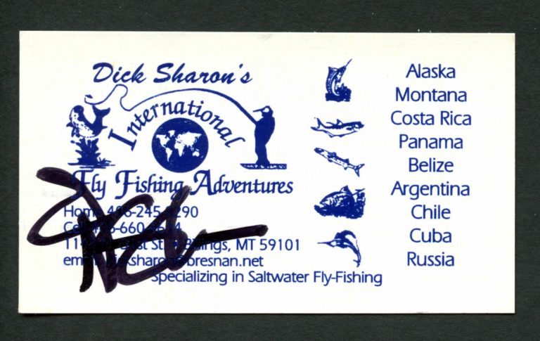 Dick Sharon signed autograph auto Fly Fishing Adventures Business Card BC305