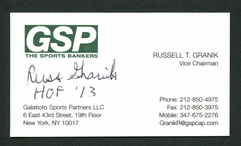 Russ Granik signed autograph Galatioto Sports Partners Business Card BC114