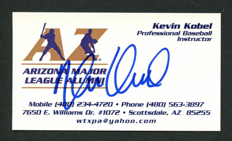 Kevin Kobel signed autograph Arizona Major League Alumni Business Card BC300