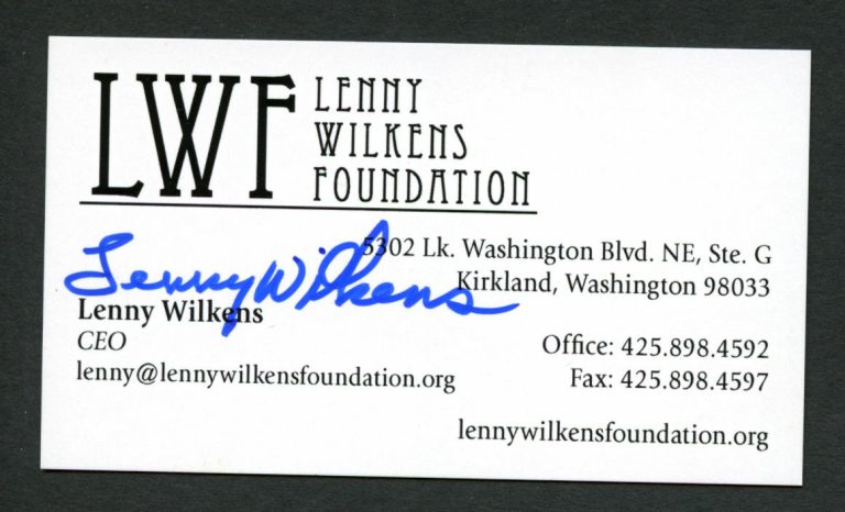 Lenny Wilkens signed autograph LWF Foundations CEO Business Card BC128