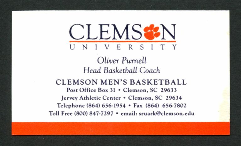 Oliver Purnell signed autograph Clemson Basketball Coach Business Card BC062
