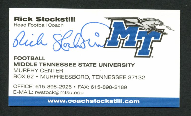 Rick Stockstill signed auto Middle Tennessee State Football Business Card BC169
