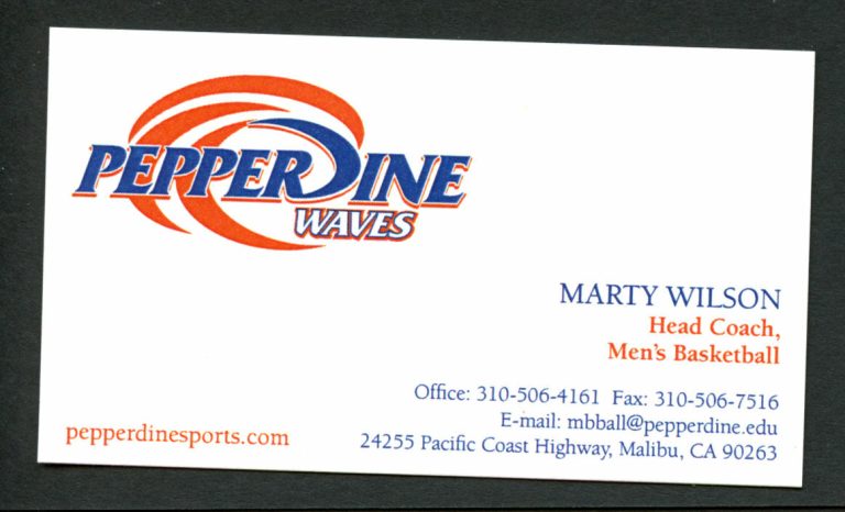 Marty Wilson signed autograph Pepperdine Waves Basketball Business Card BC060
