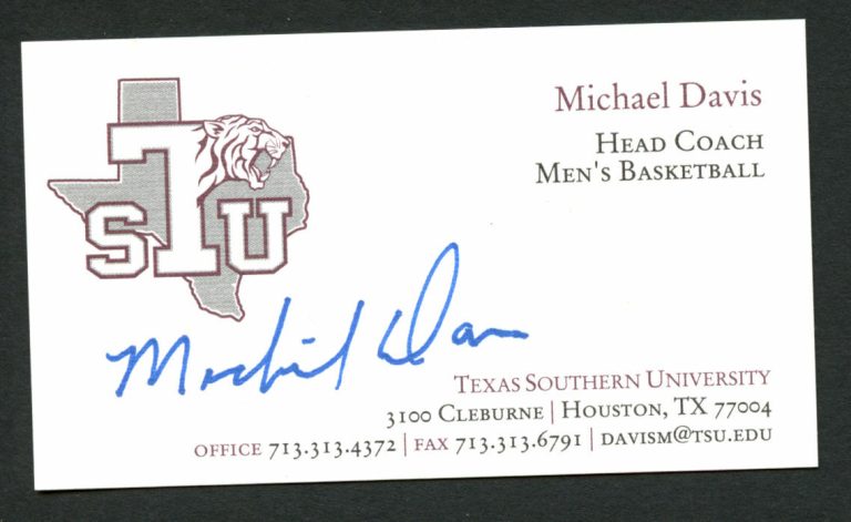 Michael Davis signed autograph Texas Southern Basketball Business Card BC045