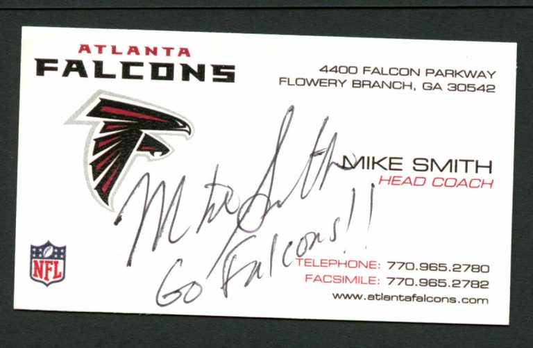 Mike Smith signed autograph Atlanta Falcons Head Coach Business Card BC139
