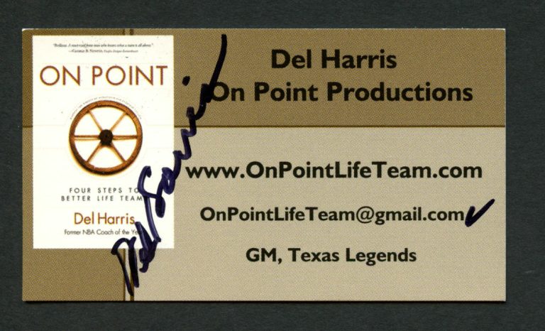 Del Harris signed autograph auto On Point Productions Business Card BC116