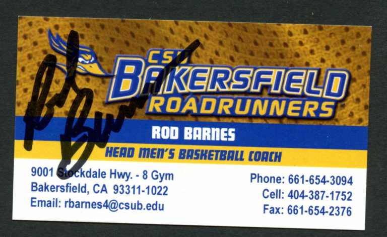 Rob Barnes signed autograph CSU Bakersfield Basketball Business Card BC036