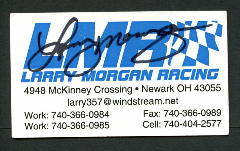Larry Morgan signed autograph auto Larry Morgan Racing Business Card BC427
