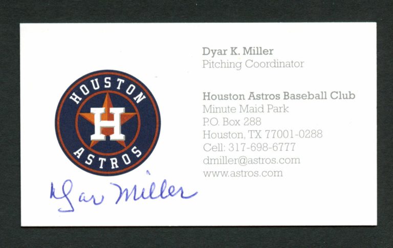 Dyar Miller signed autograph auto Houston Astros Pitching Business Card BC361