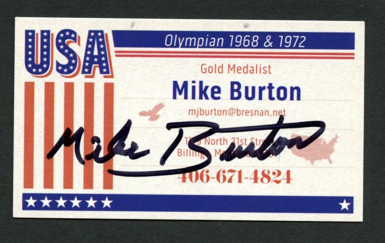 Mike Burton signed autograph auto Olympian 1968 & 1972 Business Card BC368
