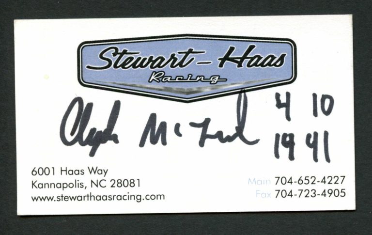 Clyde McLeod signed autograph auto Stewart - Haas Racing Business Card BC416