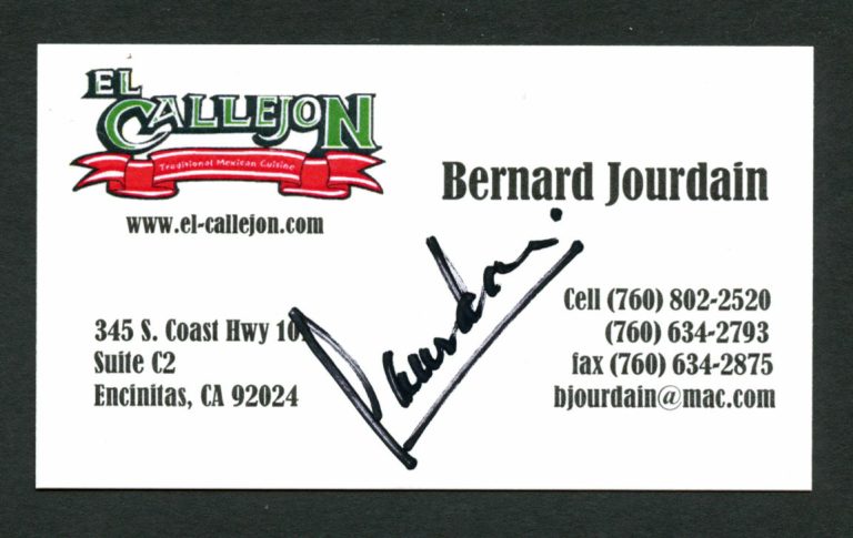 Bernard Jourdain signed autograph auto El Callejon Business Card BC424