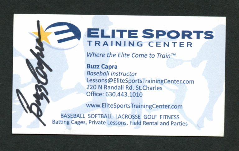 Buzz Capra signed autograph Elite Sports Training Center Business Card BC355