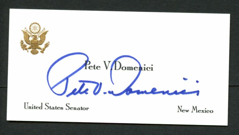 Pete V. Domenici (d. 2017) signed autograph U.S. Senator Business Card BC540