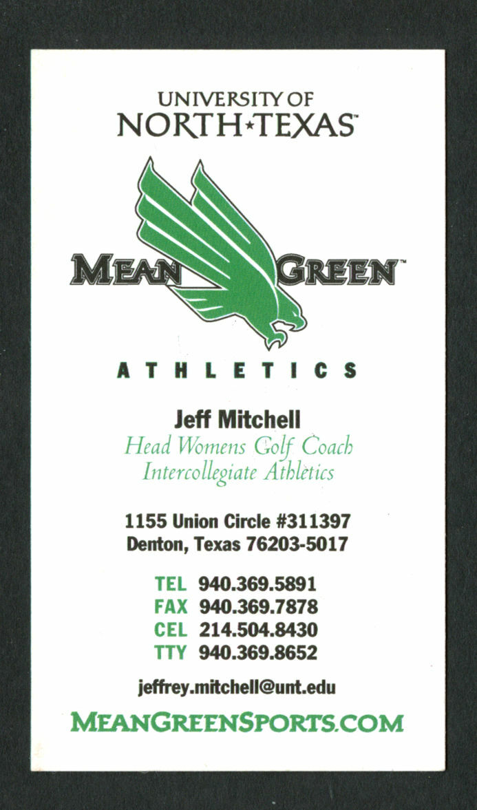 Jeff Mitchell signed autograph Mean Green North Texas Business Card BC451