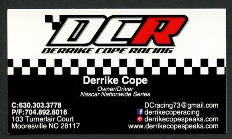 Derrike Cope signed autograph DCR Owner & Driver NASCAR Business Card BC443