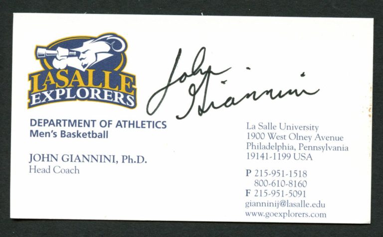 John Giannini signed autograph Business Card LaSalle Explores Basketball BC603