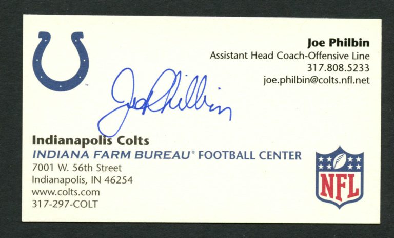 Joe Philbin signed autograph Business Card Indianapolis Colts Football BC635