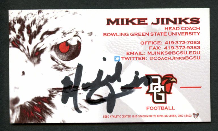 Mike Jinks signed autograph Business Card Bowling Green St Football Coach BC621