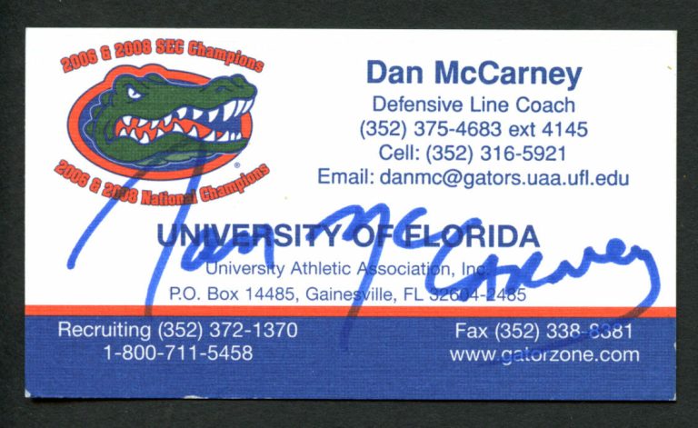 Dan McCarney signed autograph Business Card University of Florida Football BC594