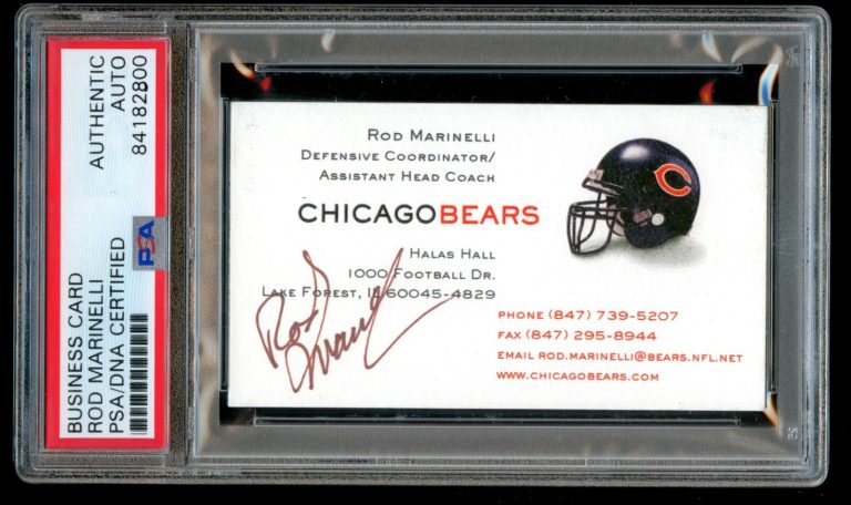 Rod Marinelli signed autograph Chicago Bears Assistant Coach Business Card PSA