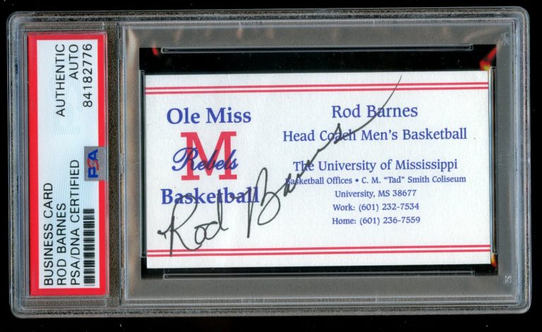 Rod Barnes signed auto Mississippi Rebels Basketball Coach Business Card PSA