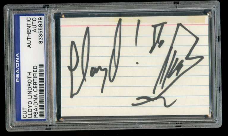 Lloyd Lindroth d. 1994 signed autograph cut The Liberace of the Harp PSA Slabbed
