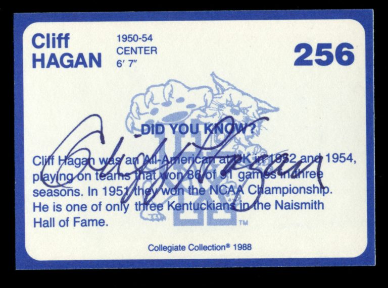 Cliff Hagan #256 signed autograph auto 1988 Kentucky's Finest Collegiate Card