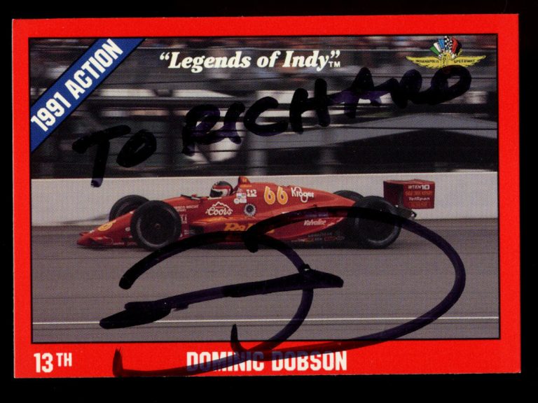 Dominic Dobson #14 signed autograph auto 1992 Legend of Indy Trading Card