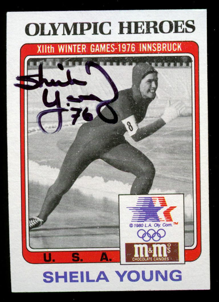 Sheila Young #44 signed autograph 1983 Topps Olympic Heros M&M Trading Card